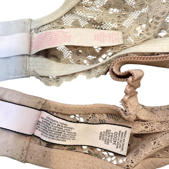 Two Victoria’s Secret Lined Dream Angels Demi Bras 34DDD #308D - Picture 3 of 5
